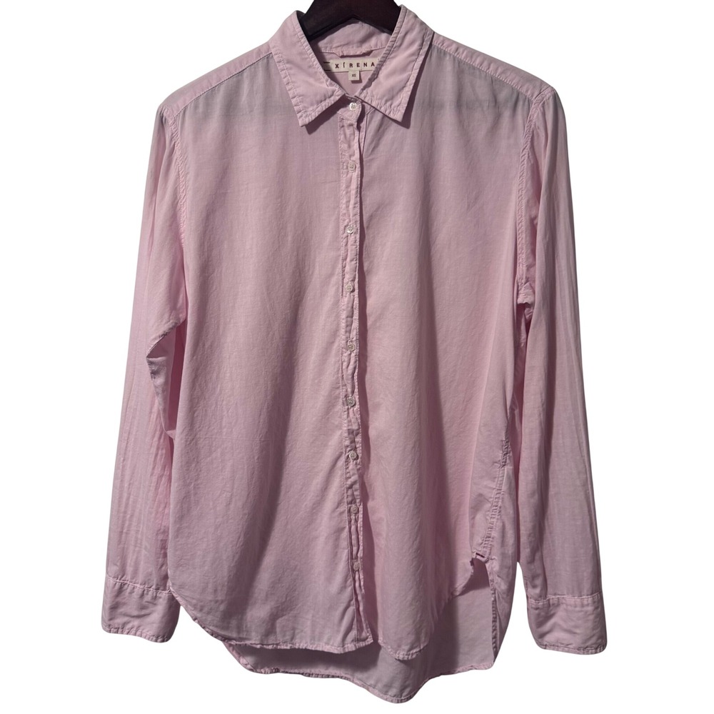 Xirena Beau Cotton Gauze Button Down Shirt Pink Long Sleeve XS